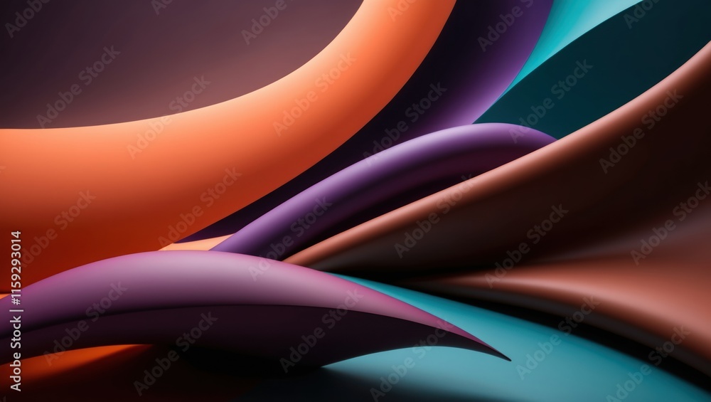 Poster vibrant, flowing abstract shapes create a modern, dynamic composition emphasizing smooth curves and 