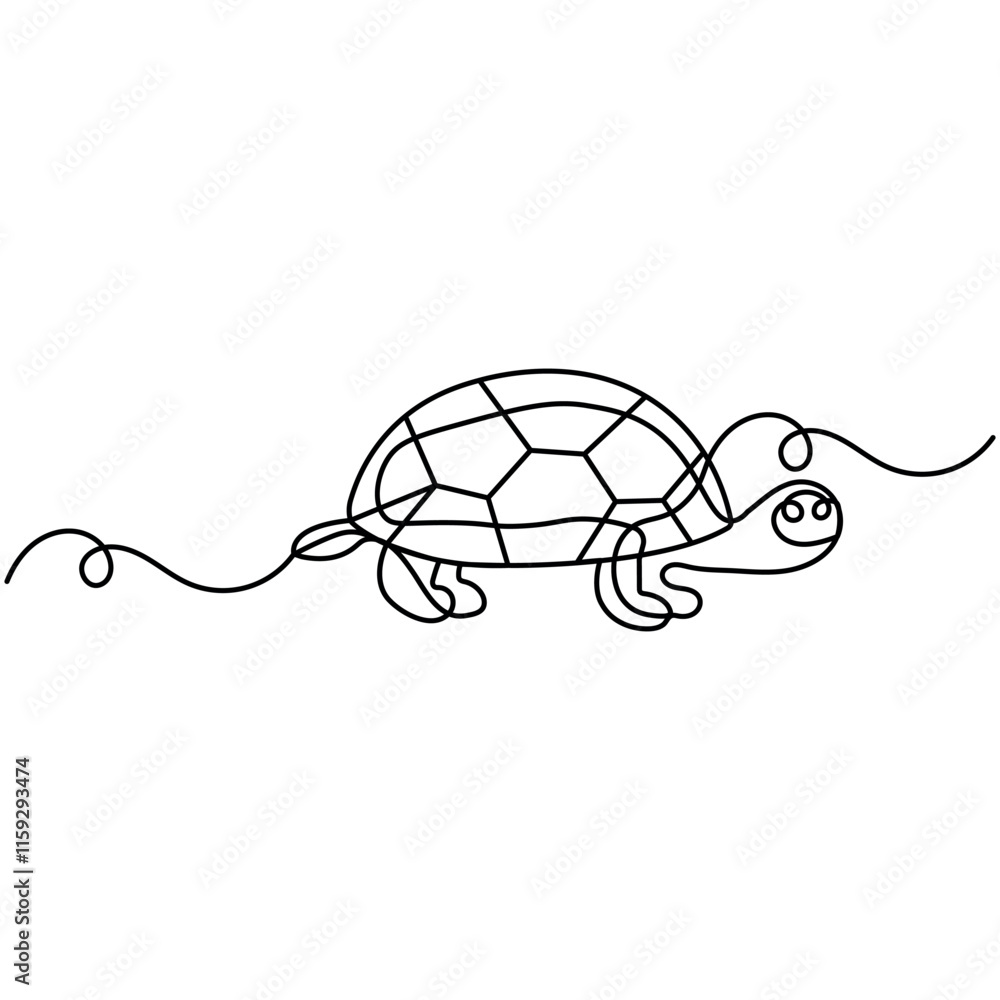 Poster turtle icon continuous one line drawing outline vector illustration