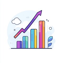 Colorful bar graph illustrating growth and success in a modern, minimalistic design.