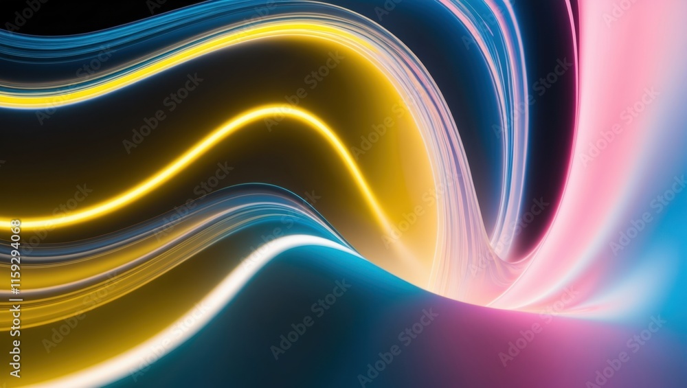 Poster dynamic abstract waves of colorful light create an elegant and modern atmosphere, suitable for artis