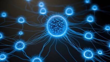 Abstract digital illustration showcasing cellular connectivity and molecular structure, highlighting scientific exploration and technological innovation