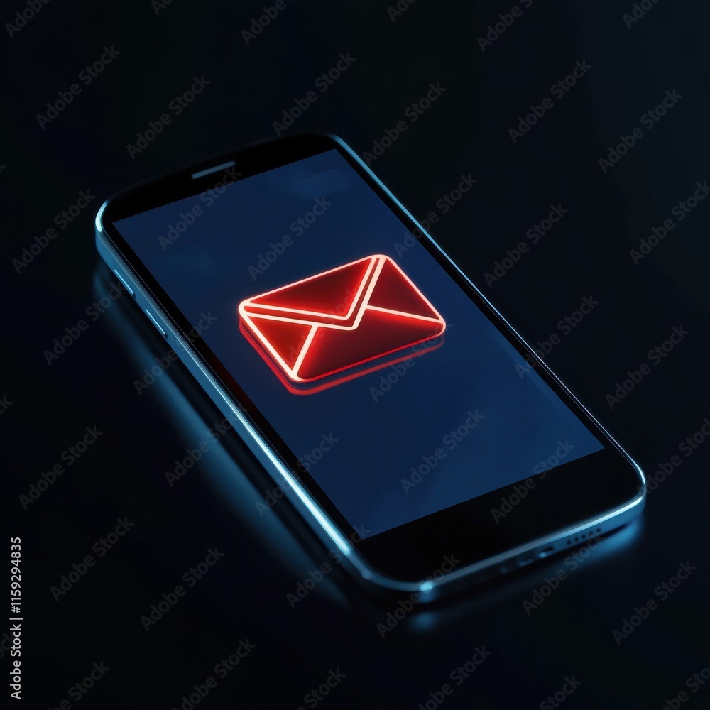 Poster a close-up of a smartphone displaying a glowing red envelope icon, symbolizing digital communication