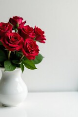 Fototapeta premium Freshly picked red roses in a white ceramic bowl, red, flowers