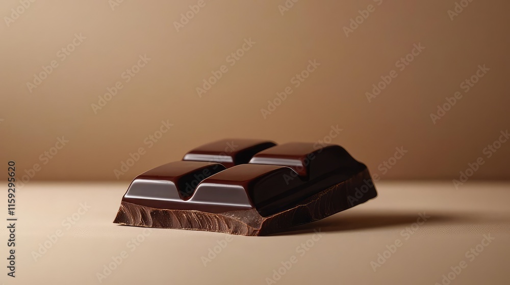 Poster minimal chocolates concept. rich dark chocolate bar on a minimal surface, showcasing its tempting te