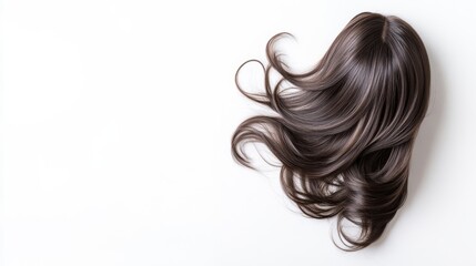 Fototapeta premium Luxurious Wavy Brown Hair Isolated on White Background Perfect for Beauty and Fashion Concepts, Haircare Products, and Salon Services Photography