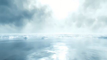 Obraz premium Icy Serenity: A breathtaking panoramic view of a serene, icy landscape under a dramatic sky. The scene evokes a sense of tranquility and vastness.