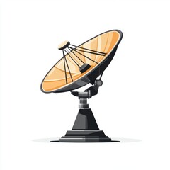 A modern satellite dish, showcasing a sleek design with a bright orange surface and a sturdy black base.