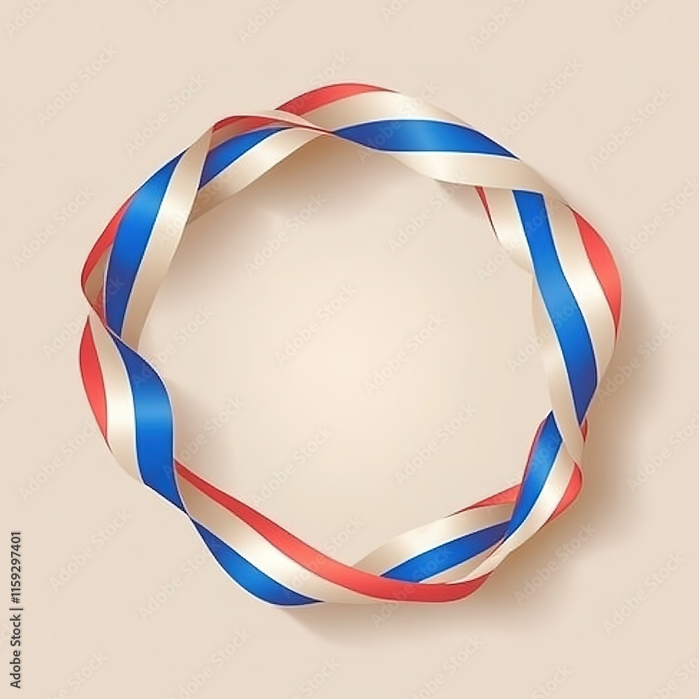Poster clean flat vector of patriotic ribbon forming circular shape displayed on smooth matte background