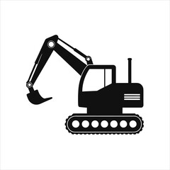 Heavy Machinery Vector Black Excavator Silhouette Icons