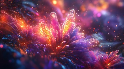 Vibrant colorful explosion abstract art digital creation fantasy