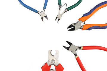 Electrical installation tools for the assembly of electrical equipment. Soft focus. Close-up.Transparent background in png.