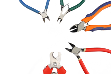 Electrical installation tools for the assembly of electrical equipment. Soft focus. Close-up.Transparent background in png.