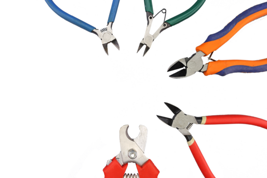 Electrical installation tools for the assembly of electrical equipment. Soft focus. Close-up.Transparent background in png.