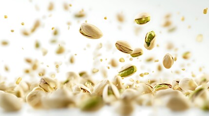 Pistachio nuts falling close-up food photography studio macro