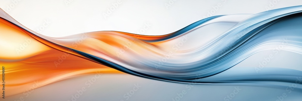 Poster elegant abstract glossy waves in soft hues of orange and blue conveying motion and fluidity. generat