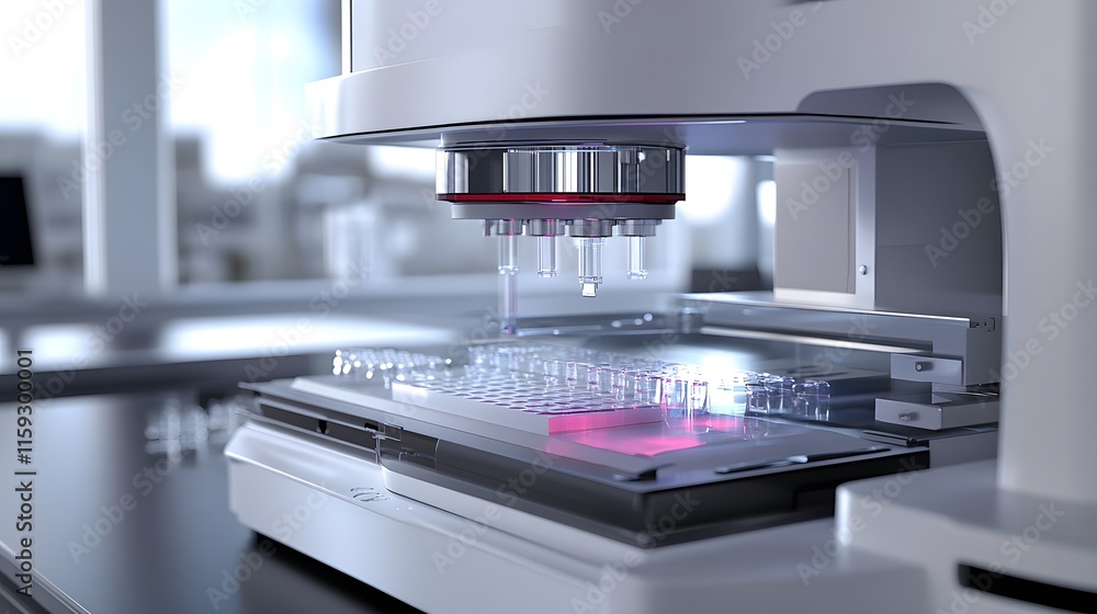 Aufkleber automated liquid handling system in a modern lab