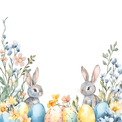 Fototapeta premium Pastel Easter Border Clipart Vector Illustration