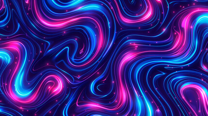 Neon Pink and Blue Color Outline Swirl Background