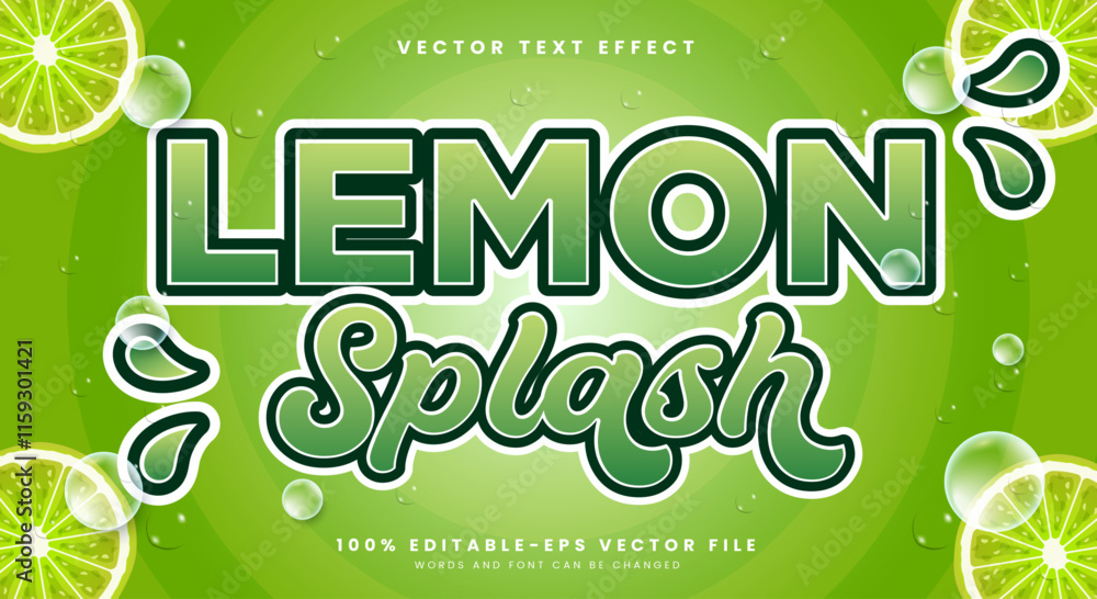 Poster lemon splash liquid style 3d editable text effect template