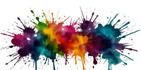 Vector colorful vibrant rainbow, smoke and cloud holi paint color powder explosion with bright colors isolated on transparent background. Multicolored explosion of rainbow powder paint holi festival