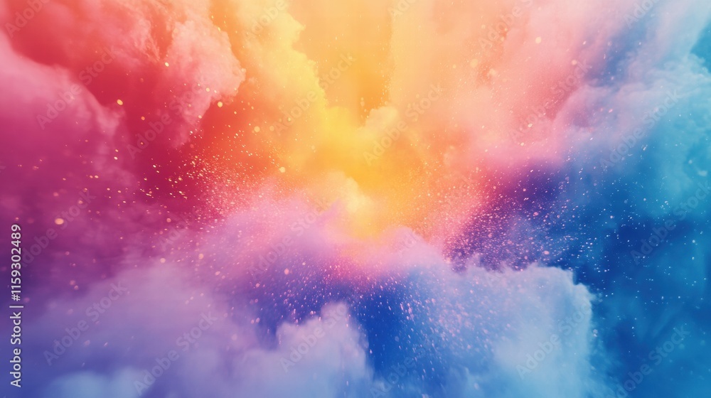 Poster vibrant explosion of colors creating a dynamic abstract background with space for text and design el