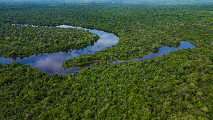 AERIAL PHOTOS OF THE NANAY RIVER AND BOATS NAVIGATING IN ITS WATERS, IN THE PERUVIAN AMAZON JUNGLE,...