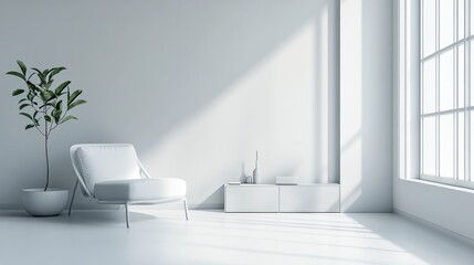 Fototapeta premium Contemporary minimalist kids' bedroom with minimal decor. Featuring a clean, open design with modern lines