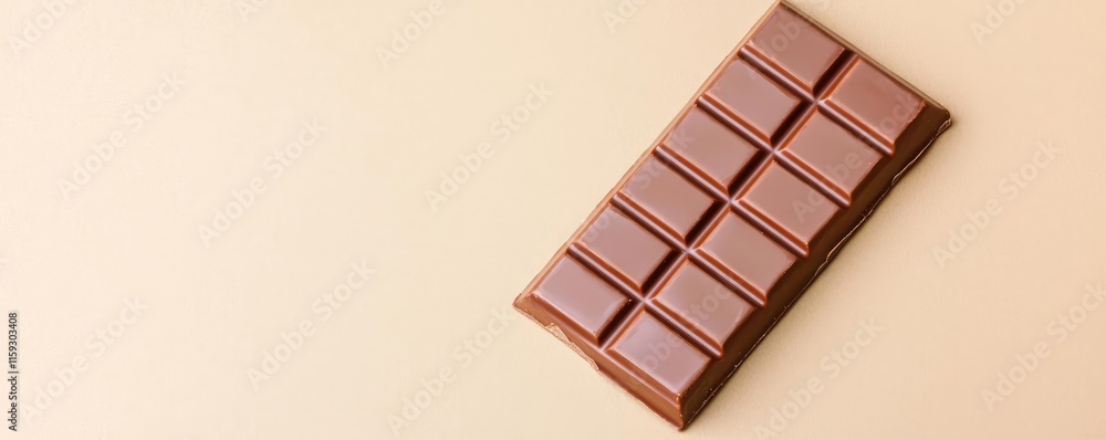 Poster minimal chocolates concept. delicious chocolate bar with a smooth texture on a neutral background.