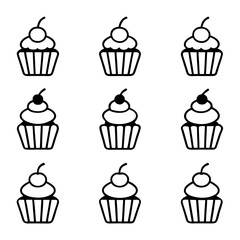 Set of cupcakes line art design
