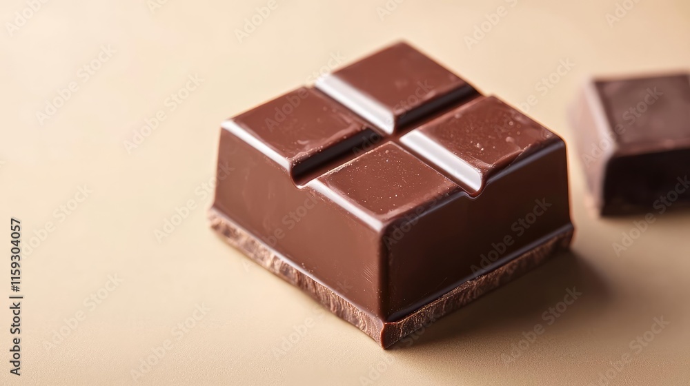 Poster minimal chocolates idea. delicious chocolate bar with rich texture and smooth surface on a light bac
