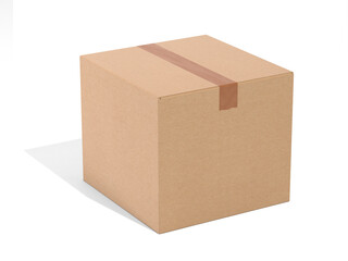 empty Brown Paper mailing box cardboard box isolated on white background