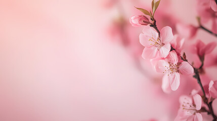 Delicate Pink Blossoms: A close-up view of delicate pink blossoms on a branch, bathed in soft, warm light, creating a serene and romantic atmosphere.