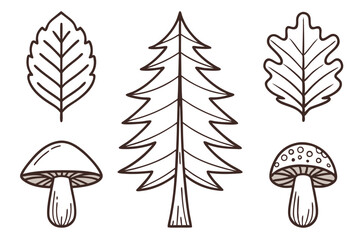 Obraz premium Hand Drawn Rustic Forest Elements Vector Pack (1)