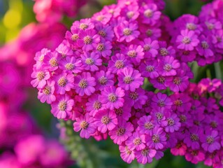 Obraz premium Pink flowers with vivid blooms and lush green leaves in a close-up view, showcasing the natural beauty of spring flora.