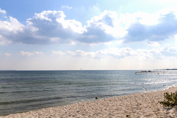 Nature landscape view of beautiful beach and sea