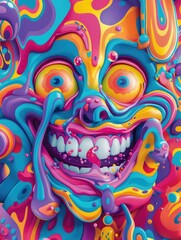 Obraz premium Colorful and vibrant face art with psychedelic patterns.