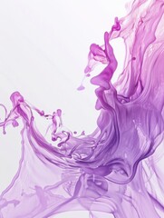 Splatter of purple and pink paint on a light background, artistic and vibrant.