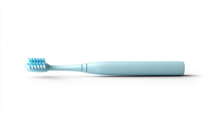 Modern Light Blue Toothbrush on White Background for Personal Care, Oral Hygiene, and Daily Dental Routine Concept in Minimalist Style
