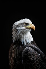 Obraz premium Eagle portrait, dark background, looking right.