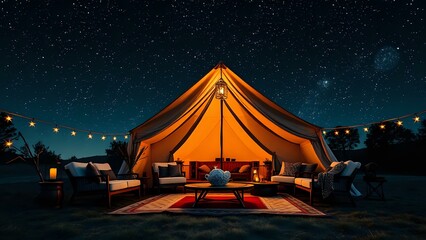 Luxurious Glamping Tent Under Art Deco Stars