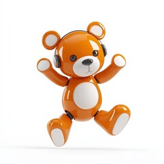 Fototapeta premium a dancing bear cartoon, animal character, 3D illustration, shiny and fun, isolated on white background