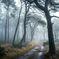 Obraz premium foggy forest