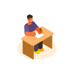 student desk isometric