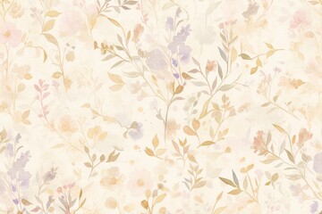 Fototapeta premium A soft floral pattern featuring delicate flowers and leaves in pastel colors.