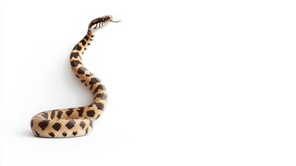 Captivating Close-Up of a Unique Snake with Distinctive Patterns Against a Minimalist White Background, Perfect for Nature and Wildlife Themes