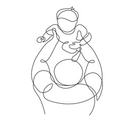 Father Playing with Son Continuous Line Art. Dad Lifting His Child in the Air Minimalist Line Drawing. Happy Father and Son Bonding. 