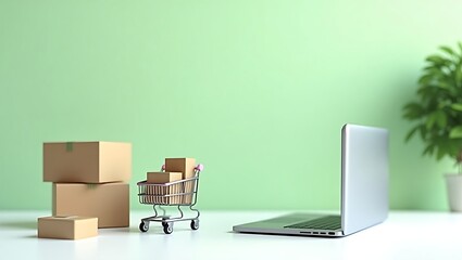 Shopping Cart Packed with Parcels in a Modern Retail Store Aisle – Exploring Efficient Shopping and Retail Trends