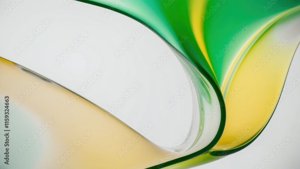 Poster abstract design featuring fluid green and yellow curves, creating a modern, dynamic aesthetic perfec