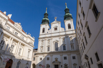 Fototapeta premium Jesuit Church and building of Austrian Academy of Sciences, Vienna