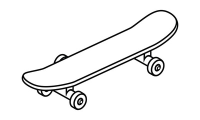 skateboard icon, silhouette, outline, vector, illustration, isolated on a white background